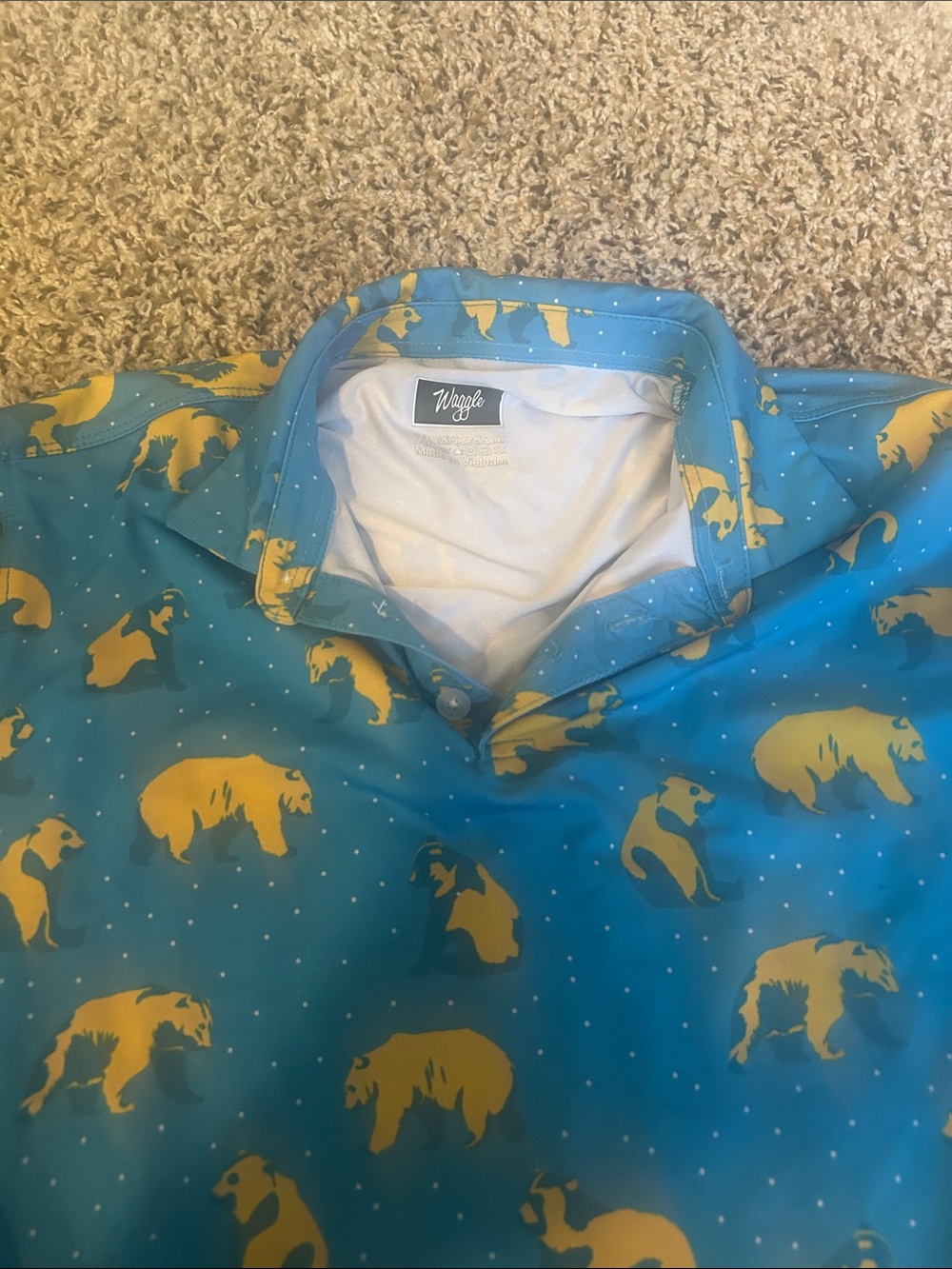 Wiggle Kids' Teal Polo with Yellow Bear Print